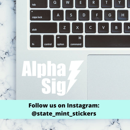 Alpha Sigma Alpha Sorority Lightning Bolt Vinyl Transfer Decal / Sticker | Waterproof for Car, Laptop, Water Bottle, Cooler