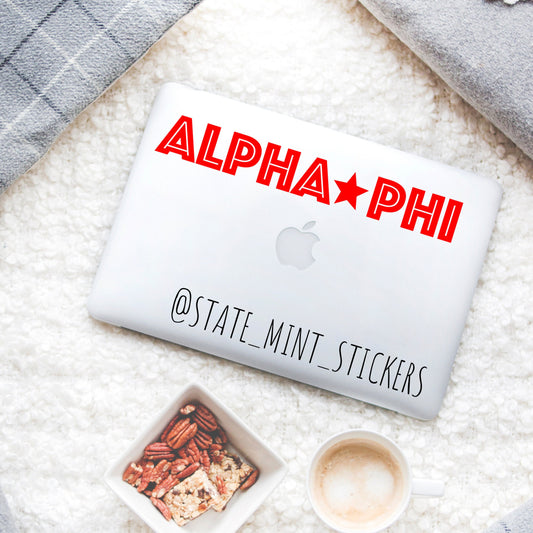 Alpha Phi Sorority  Star Vinyl Transfer Decal / Sticker | Waterproof for Car, Laptop, Water Bottle, Cooler