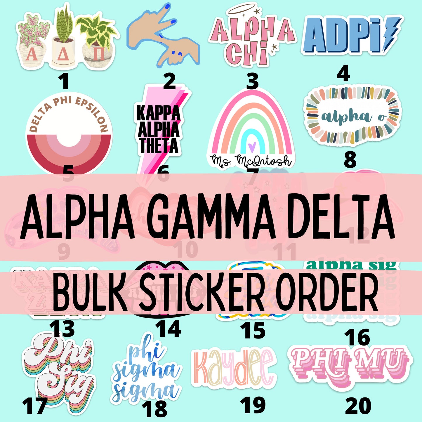Alpha Gamma Delta Sorority Stickers Bulk Order | PERFECT for BID DAY! Group / Bulk / Chapter Wide Sticker Order