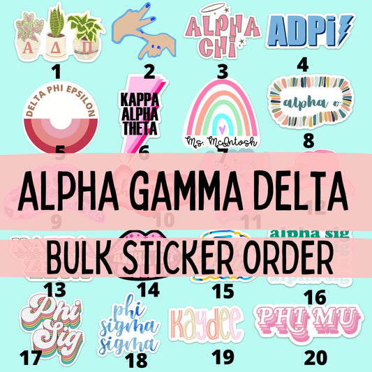 Alpha Gamma Delta Sorority Stickers Bulk Order | PERFECT for BID DAY! Group / Bulk / Chapter Wide Sticker Order