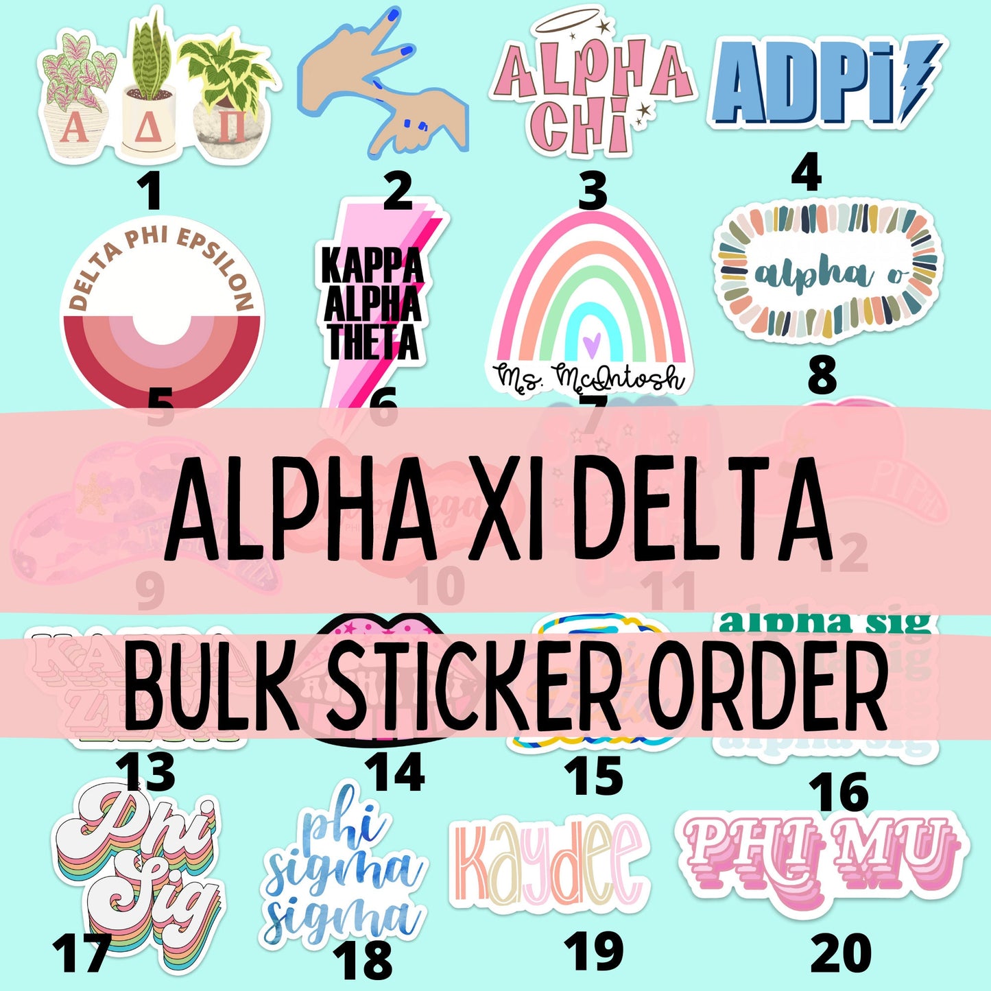 Alpha Xi Delta Sorority Stickers Bulk Order | PERFECT for BID DAY! Group / Bulk / Chapter Wide Sticker Order