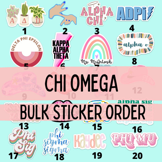Chi Omega Sorority Stickers Bulk Order | PERFECT for BID DAY! Group / Bulk / Chapter Wide Sticker Order