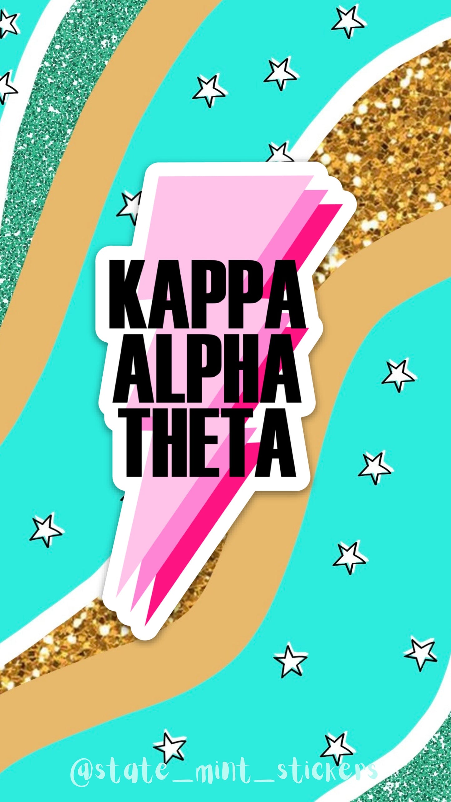 Kappa Alpha Theta Pink Lightning Bolt Sticker / Decal | 4" Tall