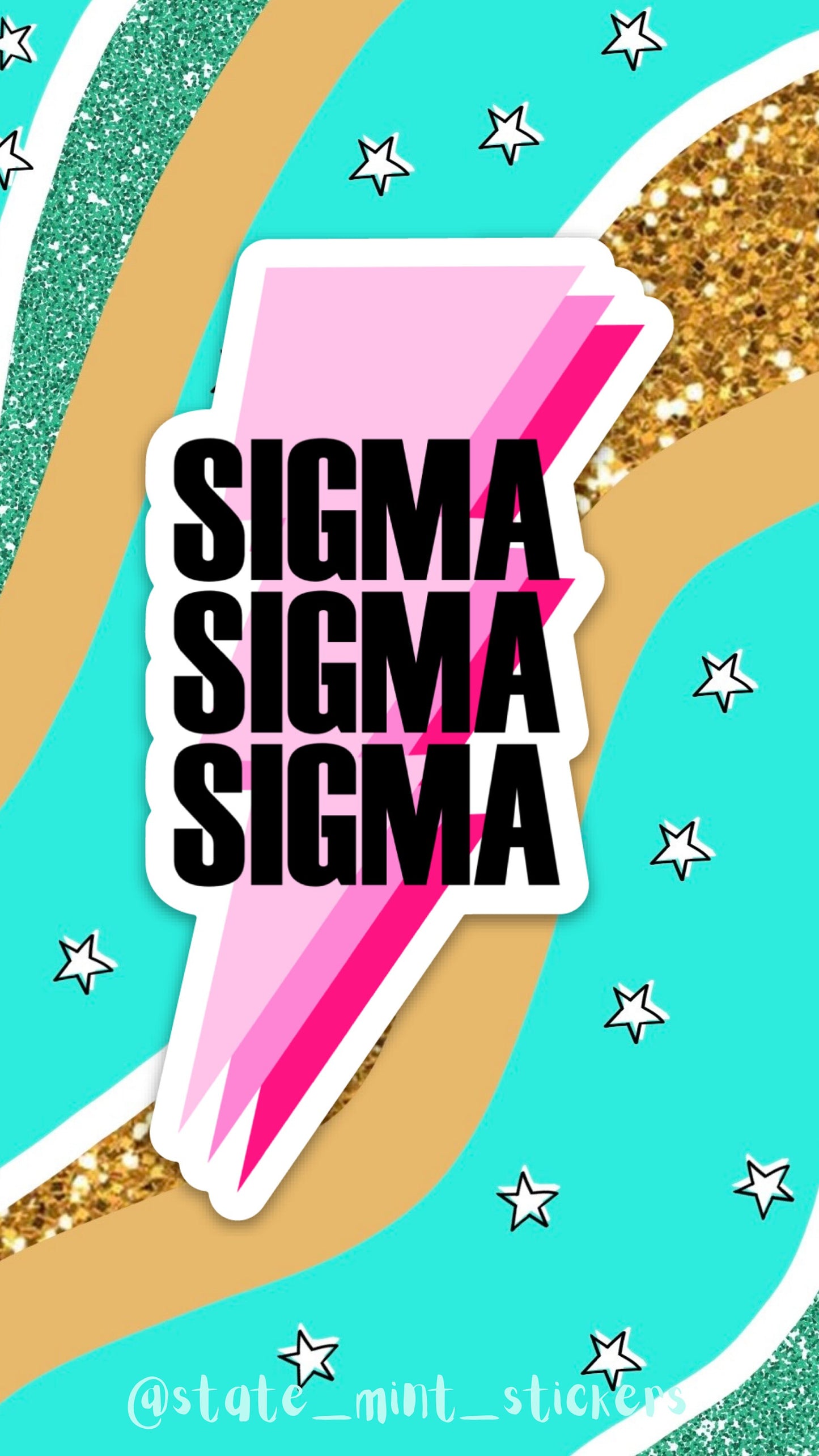 Sigma Sigma Sigma Tri Sigma Sorority Pink Lightning Bolt Sticker | Official Licensed Product  | 4" Wide