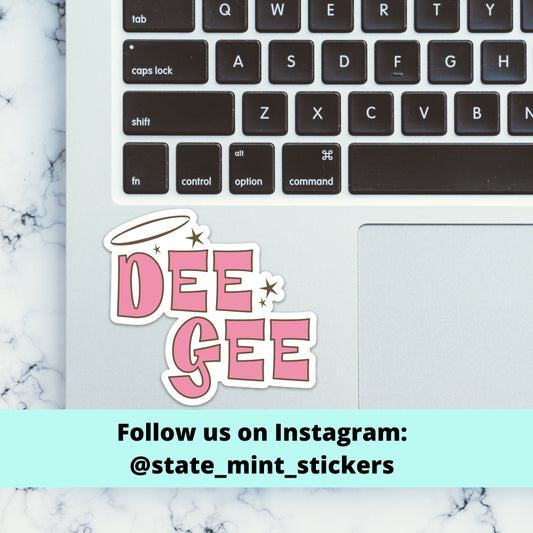 Delta Gamma Dee Gee Sorority Pink Halo Sticker  | 4" Wide