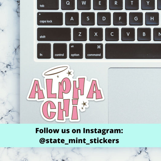 Alpha Chi Omega Pink Groovy Bratz Stars and Halo Sticker / Decal | use on car, laptop, water bottle, dishwasher safe, big little reveal gift