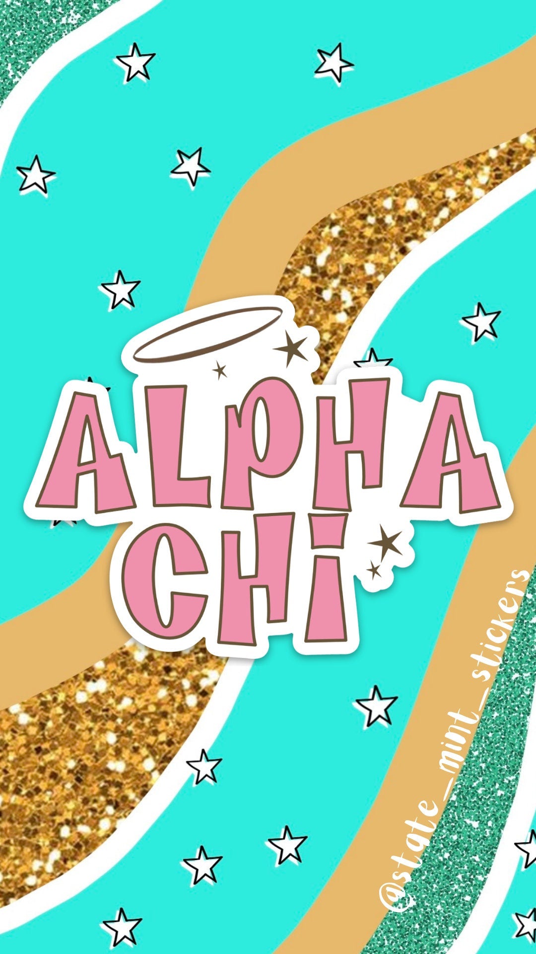 Alpha Chi Omega Pink Groovy Bratz Stars and Halo Sticker / Decal | use on car, laptop, water bottle, dishwasher safe, big little reveal gift