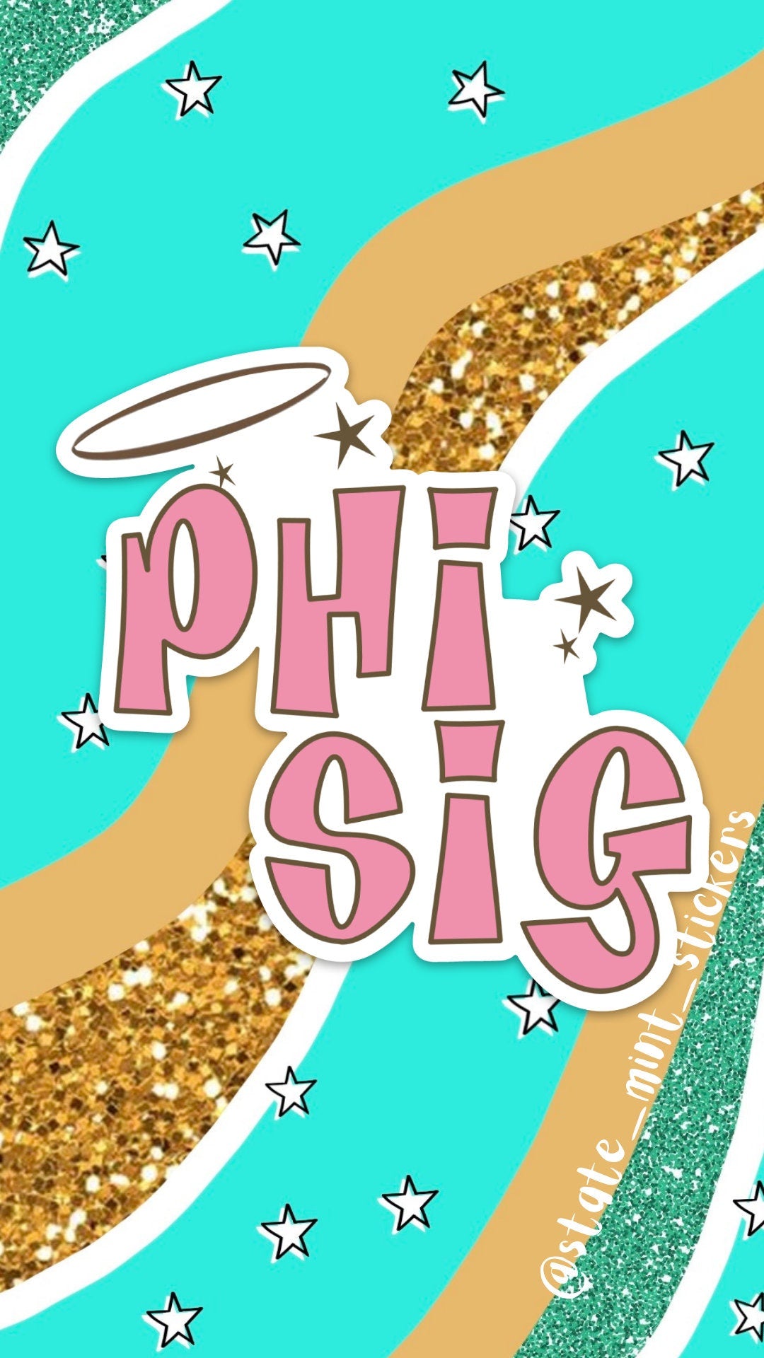 Phi Sigma Sigma Sorority Groovy Pink Halo Sticker  | 4" Wide | For Car, Laptop, Phone, Indoor, Outdoor, Window, Cooler, Dishwasher Safe