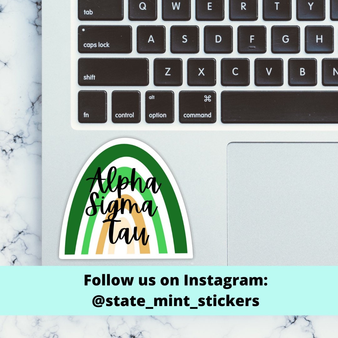 Alpha Sigma Tau / Sorority Green and Gold Rainbow Sticker / Decal for car, laptop, water bottle, yeti, window, computer, big little, bid day