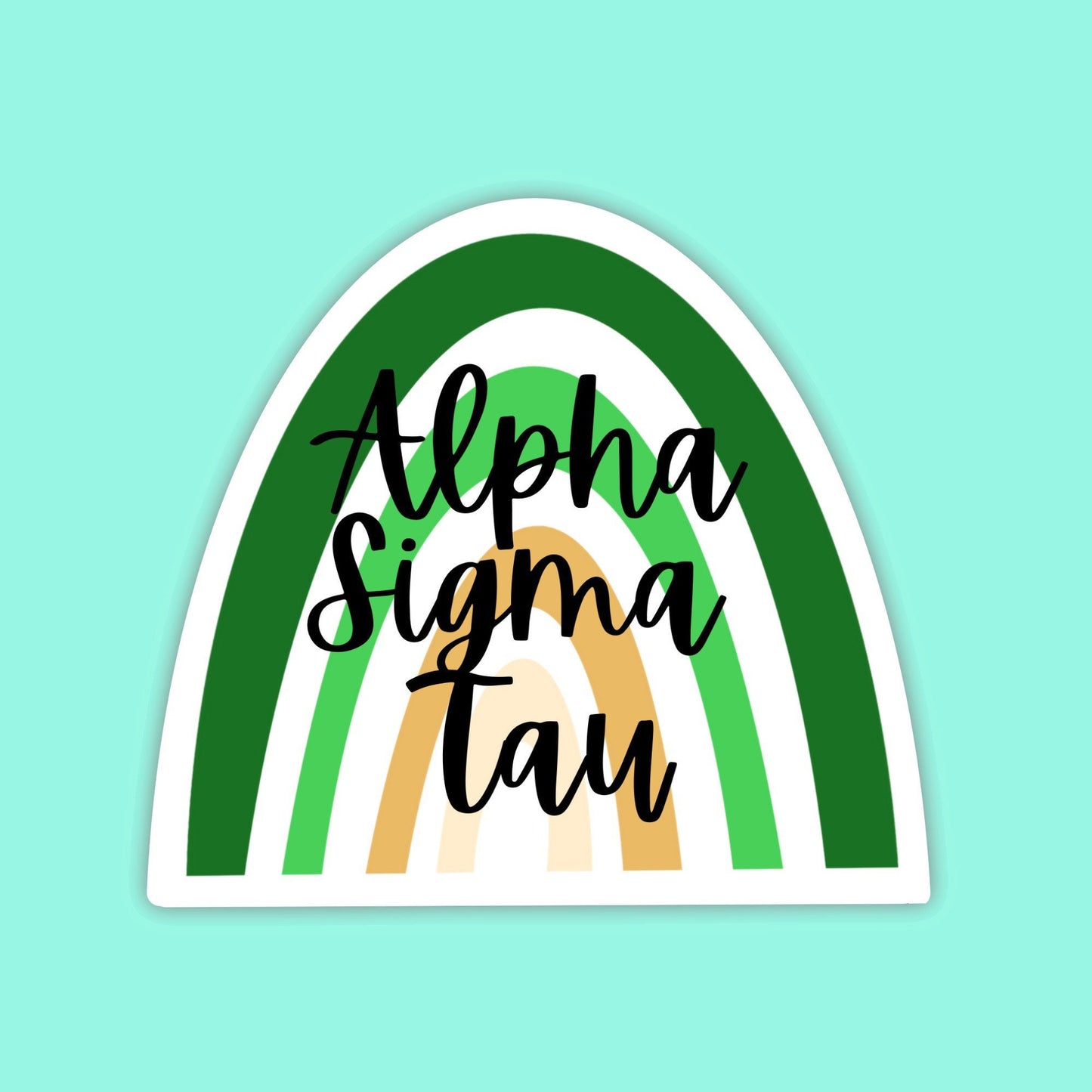 Alpha Sigma Tau / Sorority Green and Gold Rainbow Sticker / Decal for car, laptop, water bottle, yeti, window, computer, big little, bid day