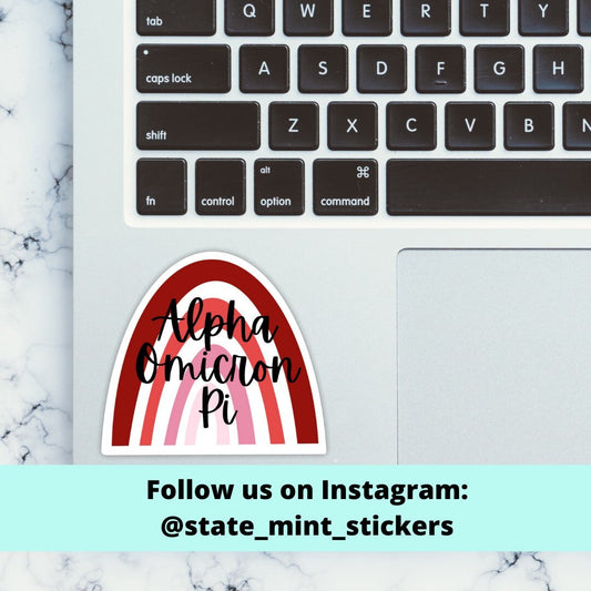 Alpha Omicron Pi Sorority Maroon Red Pink Sorority Sticker | Maroon Rainbow Sticker / Decal for car, laptop, water bottle, window, computer