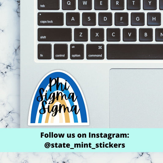 Phi Sigma Sigma Sorority Rainbow Sticker | 3.5” Wide | For Car, Laptop, Phone, Indoor, Outdoor, Window, Cooler, Dishwasher Safe