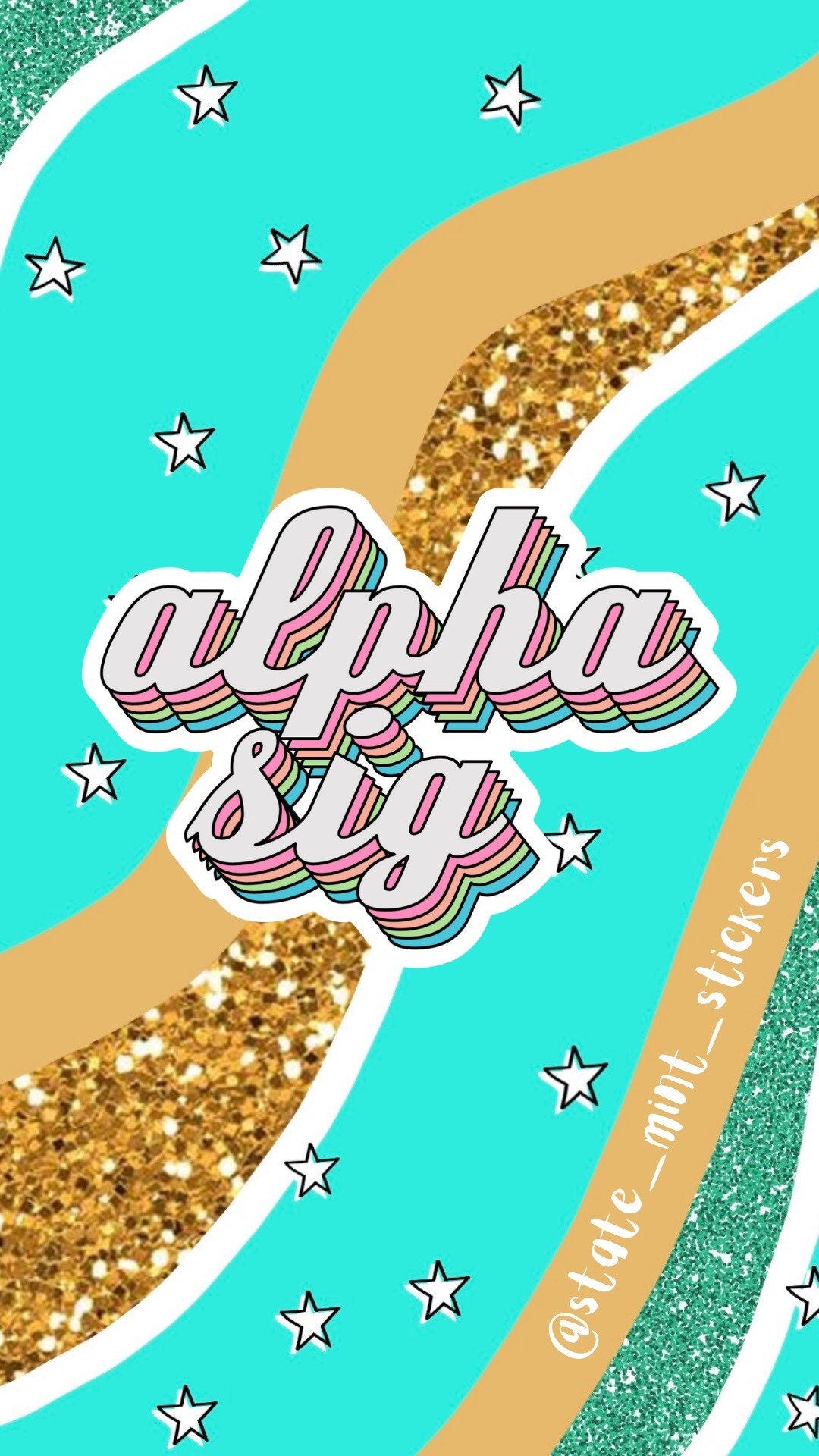 Alpha Sigma Tau / Sorority Retro Rainbow Themed Sticker / Decal for car, laptop, water bottle, yeti, window, computer, big little, bid day
