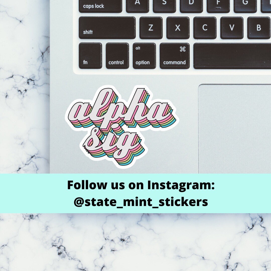 Alpha Sigma Alpha / Sorority Retro Rainbow Themed Sticker / Decal for car, laptop, water bottle, yeti, window, computer, big little, bid day