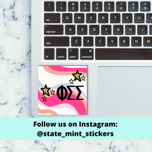 Phi Sigma Sigma Sorority Trendy Greek Letters Sticker  | 4" Wide | For Car, Laptop, Phone, Indoor, Outdoor, Window, Cooler, Dishwasher Safe