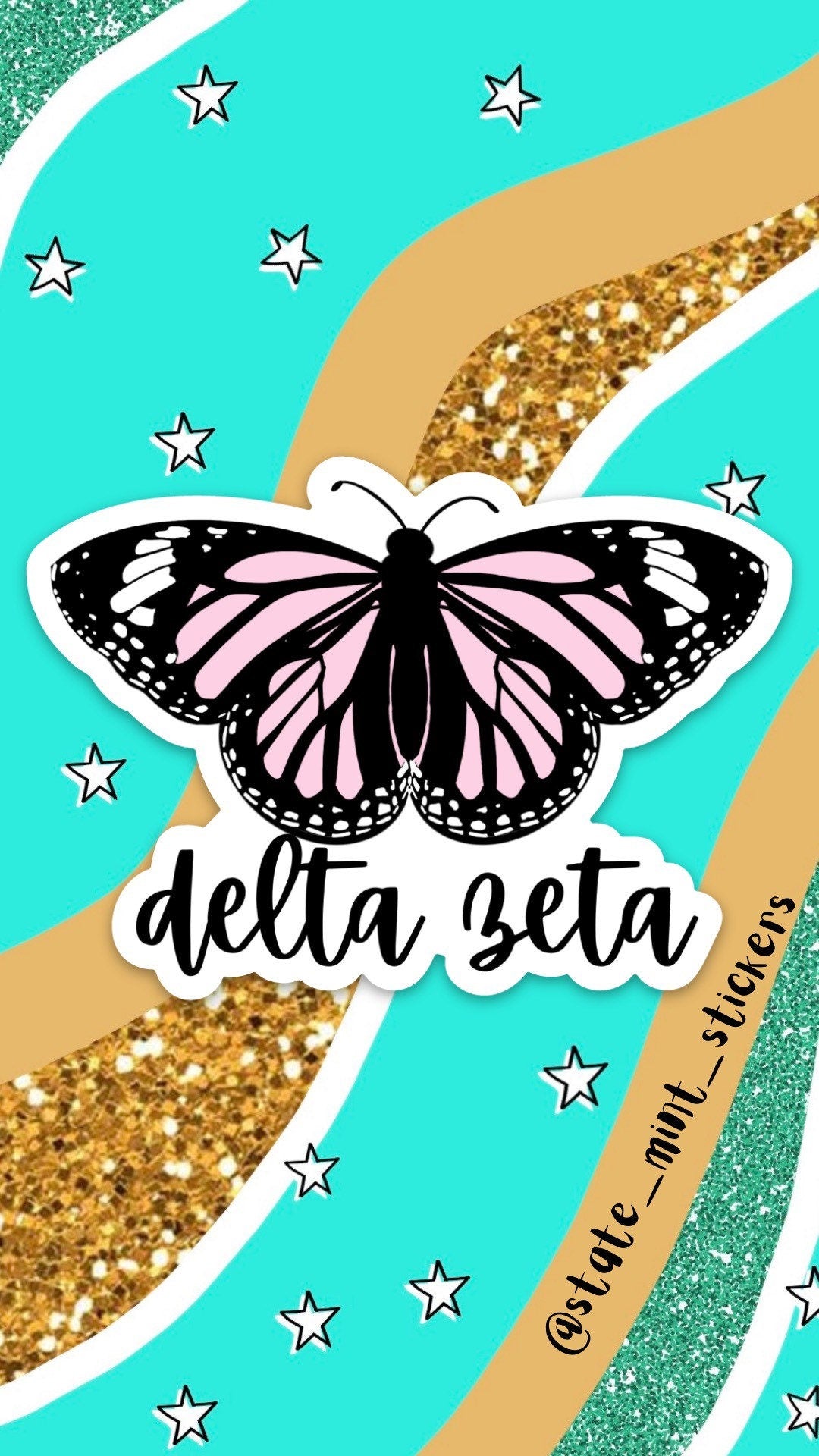 Delta Zeta Sorority Dee Zee Pink Butterfly Sticker / Decal, 3.5”, for car, laptop, big little, bid day basket, custom sorority, dz, ΔΖ, bulk
