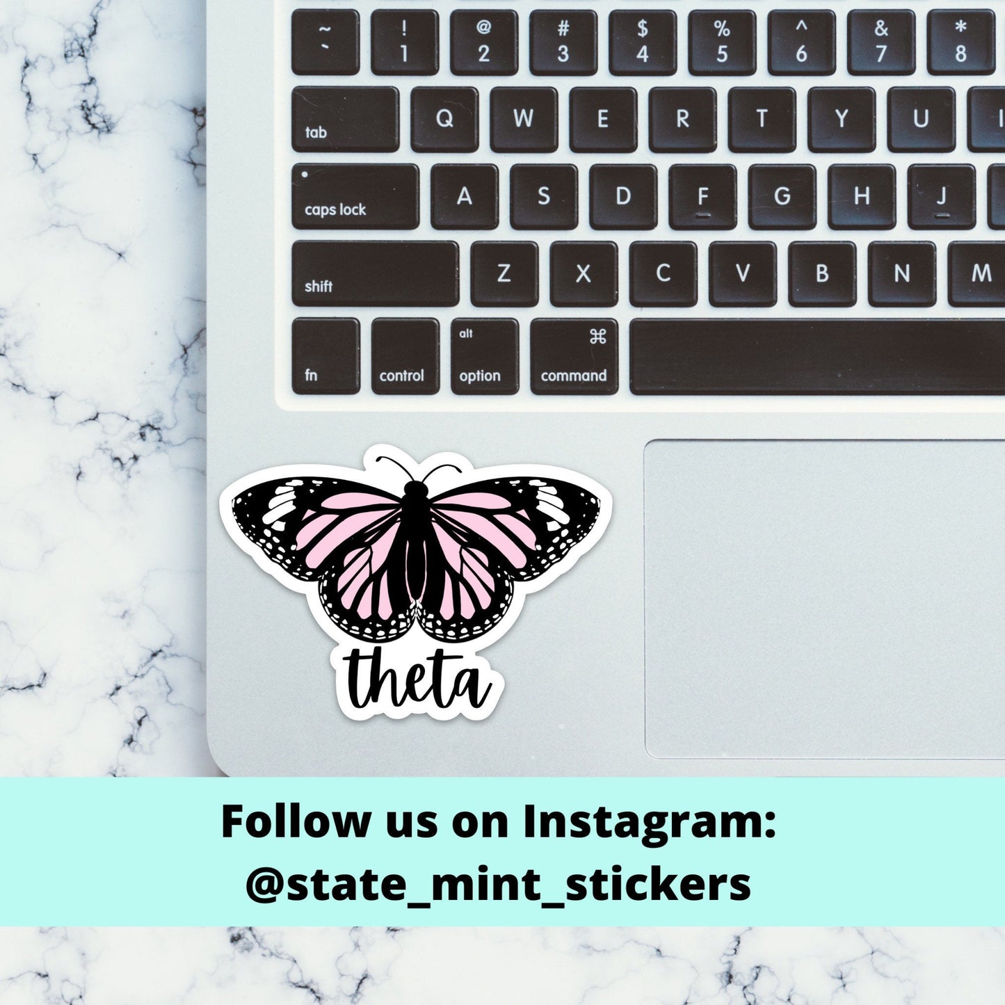 Kappa Alpha Theta Sorority Pink Pastel Butterfly Themes Sticker / Decal 3.5” Wide, laptop sticker, car decal, big little, bid day bulk