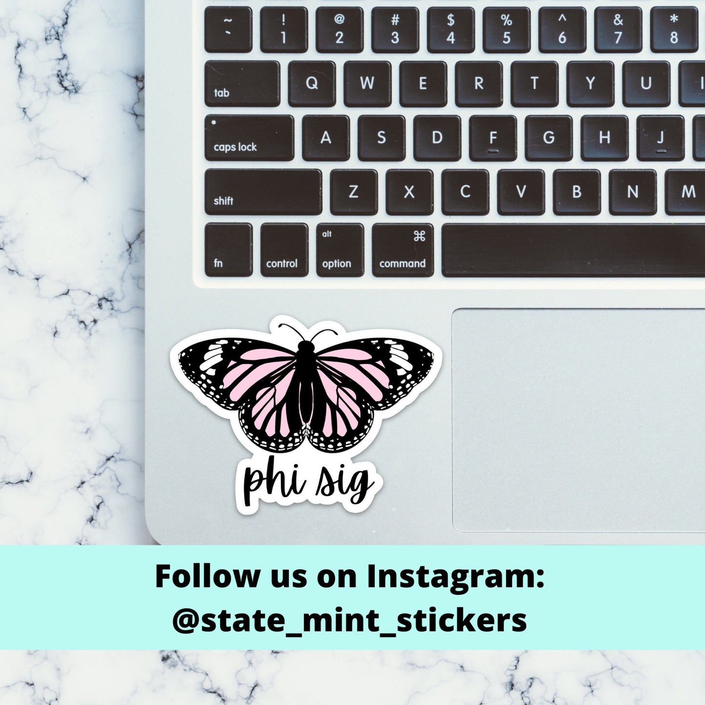 Phi Sigma Sigma Sorority Pink Butterfly Theme Sticker  | 3.5”Wide | For Car, Laptop, Phone, Indoor, Outdoor, Window, Cooler, Dishwasher Safe