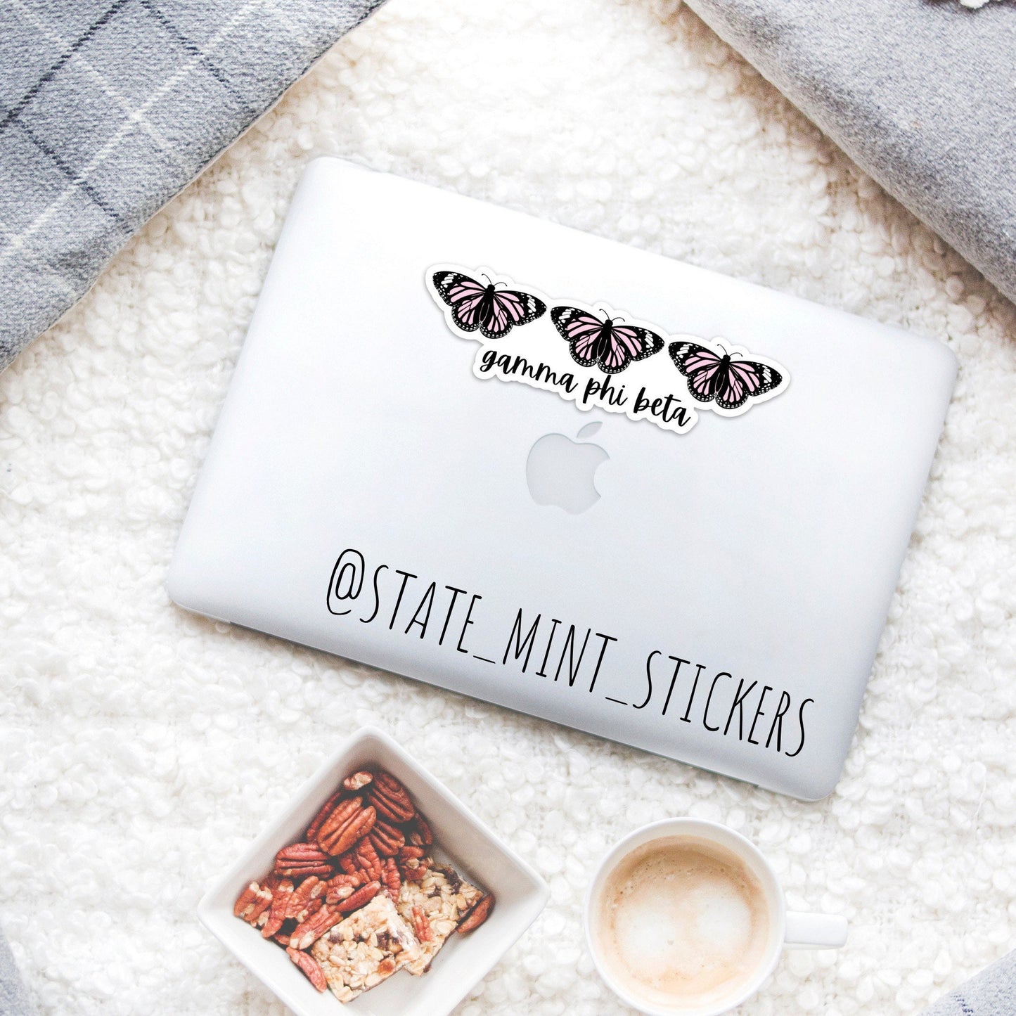 Gamma Phi Beta Sorority 6”Pink Butterfly Themed Aesthetic | Official Licensed Product, big little, bid day basket, laptop sticker, car decal