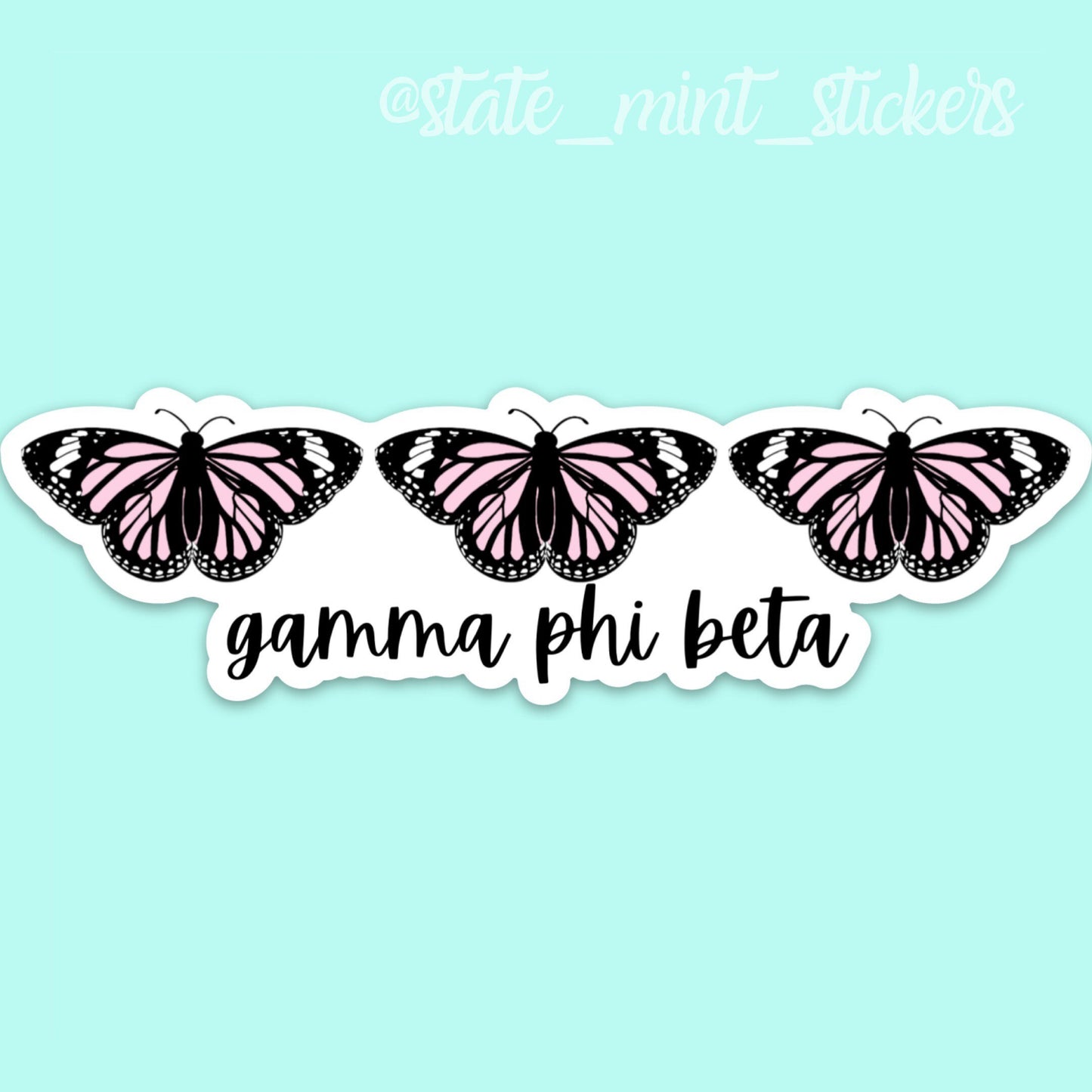 Gamma Phi Beta Sorority 6”Pink Butterfly Themed Aesthetic | Official Licensed Product, big little, bid day basket, laptop sticker, car decal