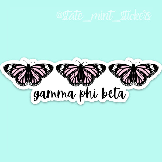 Gamma Phi Beta Sorority 6”Pink Butterfly Themed Aesthetic | Official Licensed Product, big little, bid day basket, laptop sticker, car decal