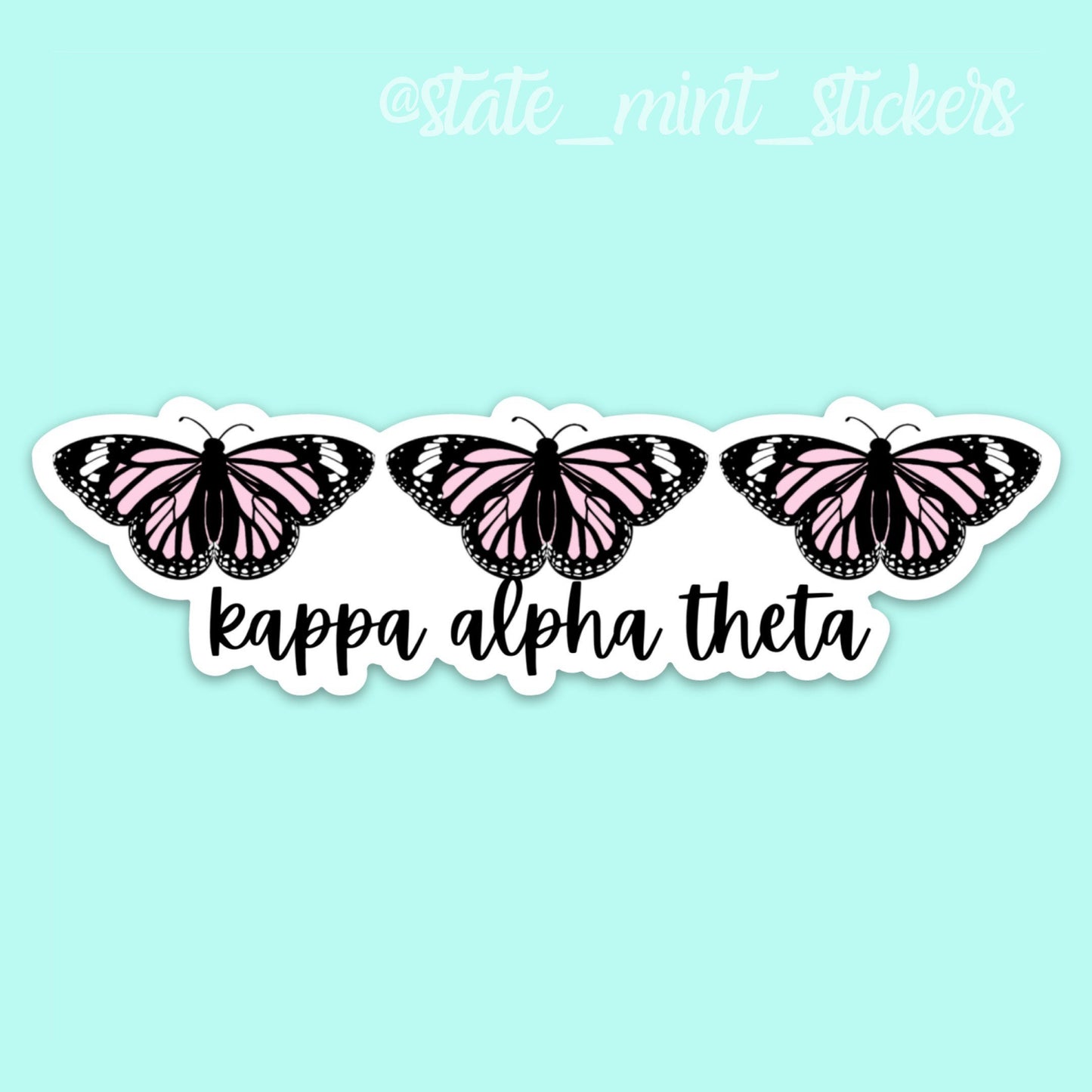 Kappa Alpha Theta Sorority Pink Pastel Butterfly Themes Sticker / Decal 3.5” Wide, laptop sticker, car decal, big little, bid day bulk