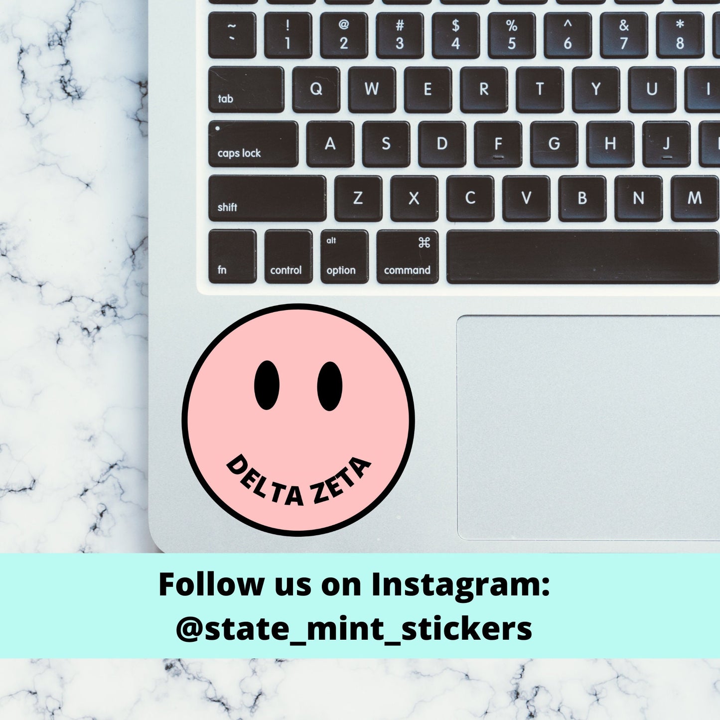 Happy Face Delta Zeta Sorority Sticker / Decal, 3.5”, for car, laptop, big little, bid day basket, custom sorority, dz, ΔΖ, bulk