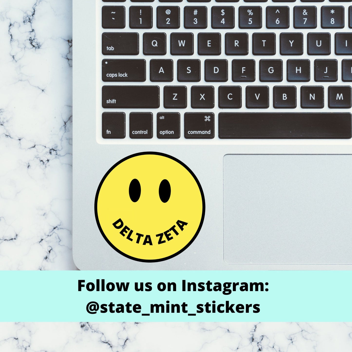 Happy Face Delta Zeta Sorority Sticker / Decal, 3.5”, for car, laptop, big little, bid day basket, custom sorority, dz, ΔΖ, bulk