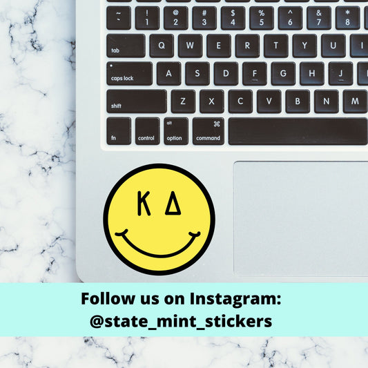 Kappa Delta Sorority Happy Face Sticker / Decal for Car, Laptop, Water Bottle, Mug and More, greek letters, big little reveal, bid day gift