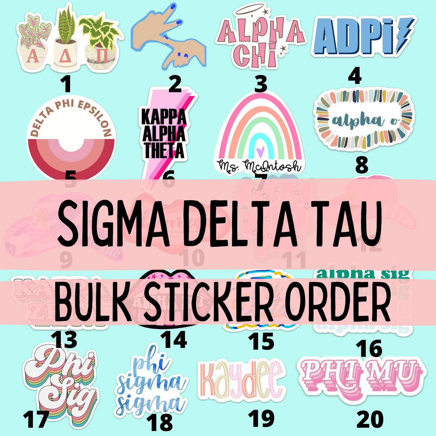 Sigma Delta Tau Sorority Stickers Bulk Order | PERFECT for BID DAY! Group / Bulk / Chapter Wide Sticker Order