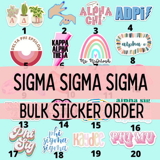 Sigma Sigma Sigma "Tri Sigma" Sorority Stickers Bulk Order | PERFECT for BID DAY! Group / Bulk / Chapter Wide Sticker Order