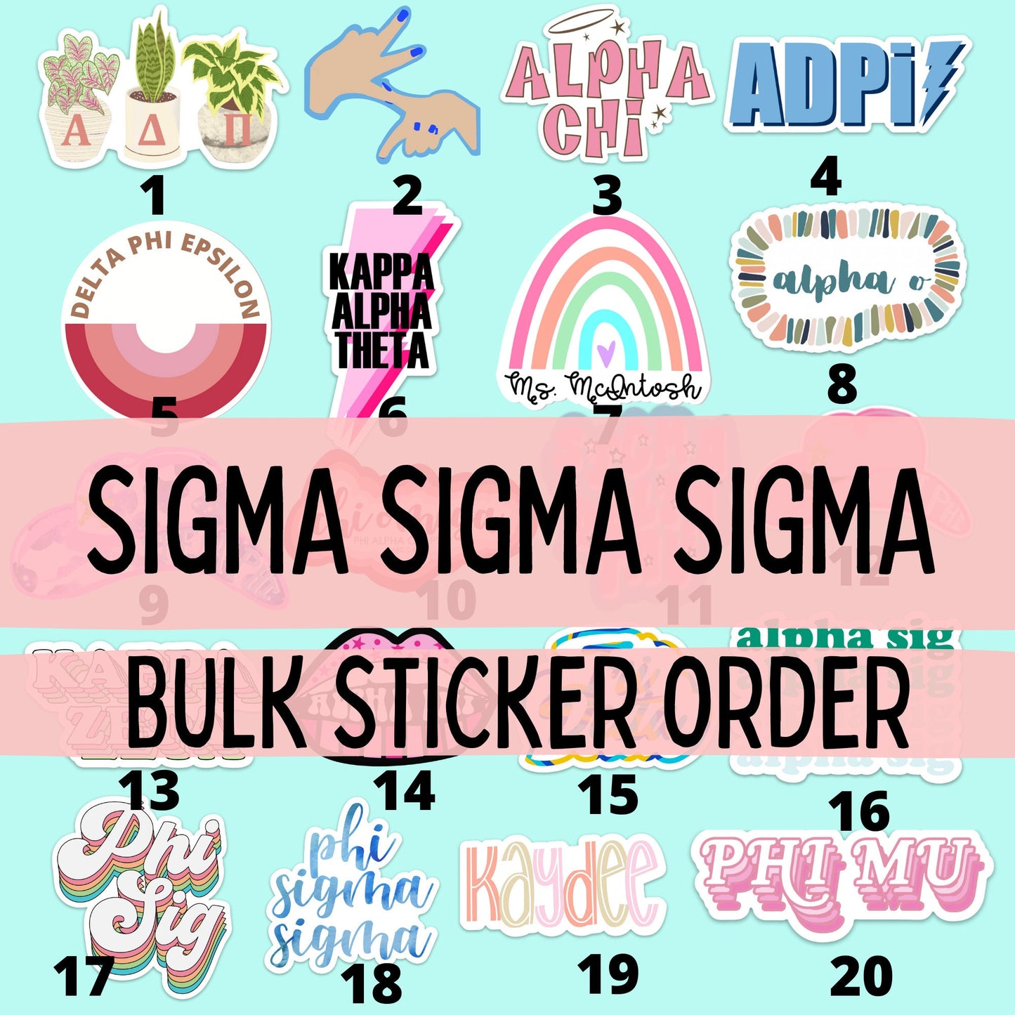Sigma Sigma Sigma "Tri Sigma" Sorority Stickers Bulk Order | PERFECT for BID DAY! Group / Bulk / Chapter Wide Sticker Order