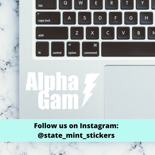 Alpha Gamma Delta Lightning Bolt Sorority Vinyl Transfer Decal / Sticker | Waterproof for Car, Laptop, Water Bottle, Cooler