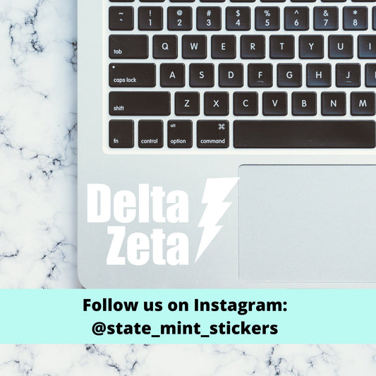 Delta Zeta Sorority Lightning Bolt Vinyl Transfer Decal / Sticker | Waterproof for Car, Laptop, Water Bottle, Cooler