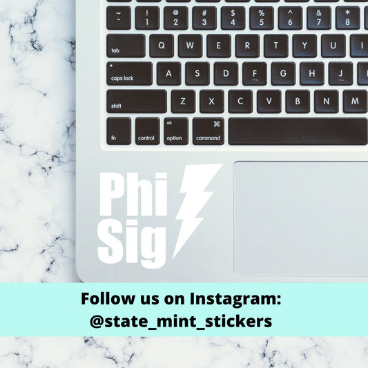 Phi Sigma Sigma Sorority Lightning Bolt Vinyl Transfer Decal / Sticker | Waterproof for Car, Laptop, Water Bottle, Cooler, laptop sticker