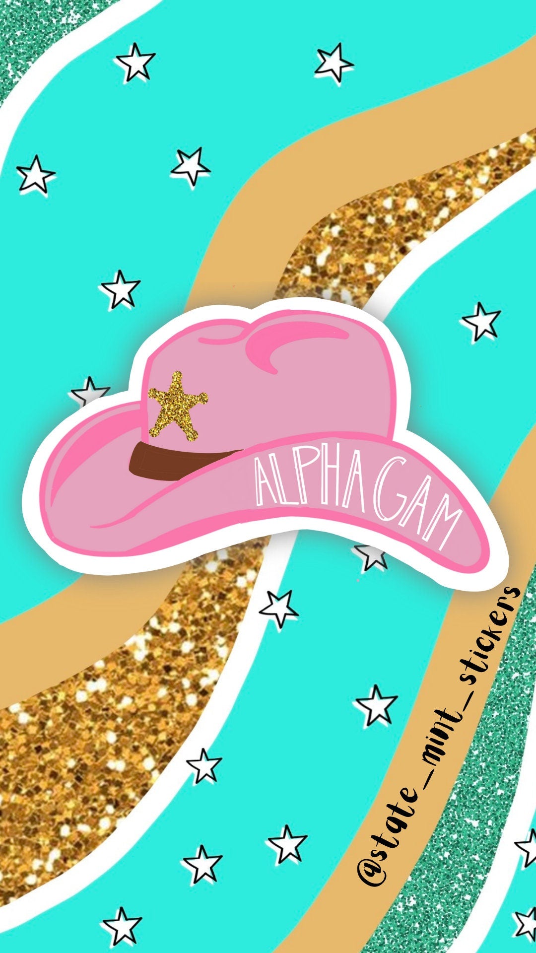 Alpha Gamma Delta Sorority Pink Cowboy Hat / Cowgirl Hat Trendy Aesthetic Sticker / Decal | big little basket, bid day, laptop sticker
