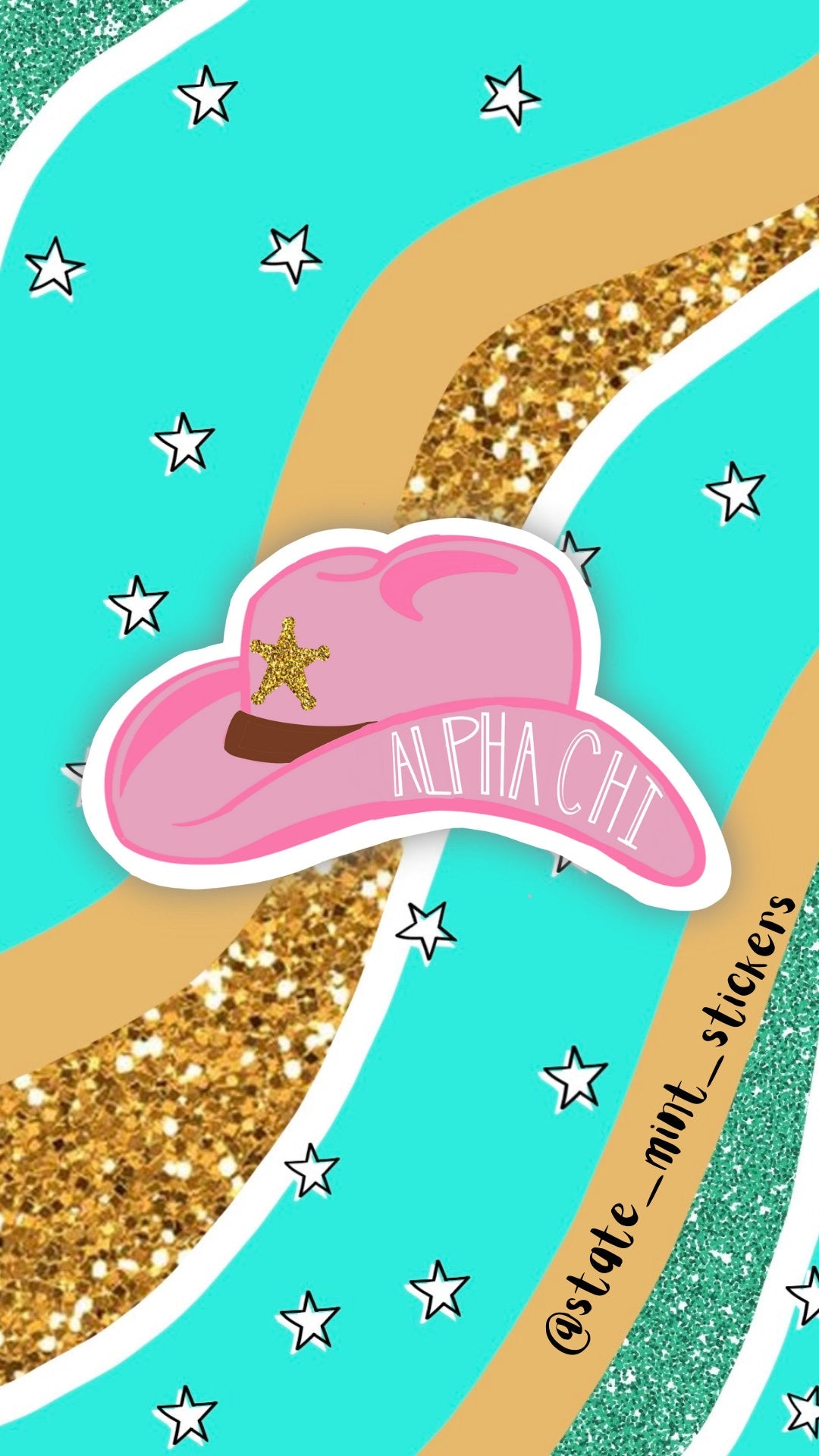 Alpha Chi Omega Pink Cowgirl Hat / Cowboy Hat Sticker / Decal | use on car, laptop, water bottle, dishwasher safe, big little reveal gift