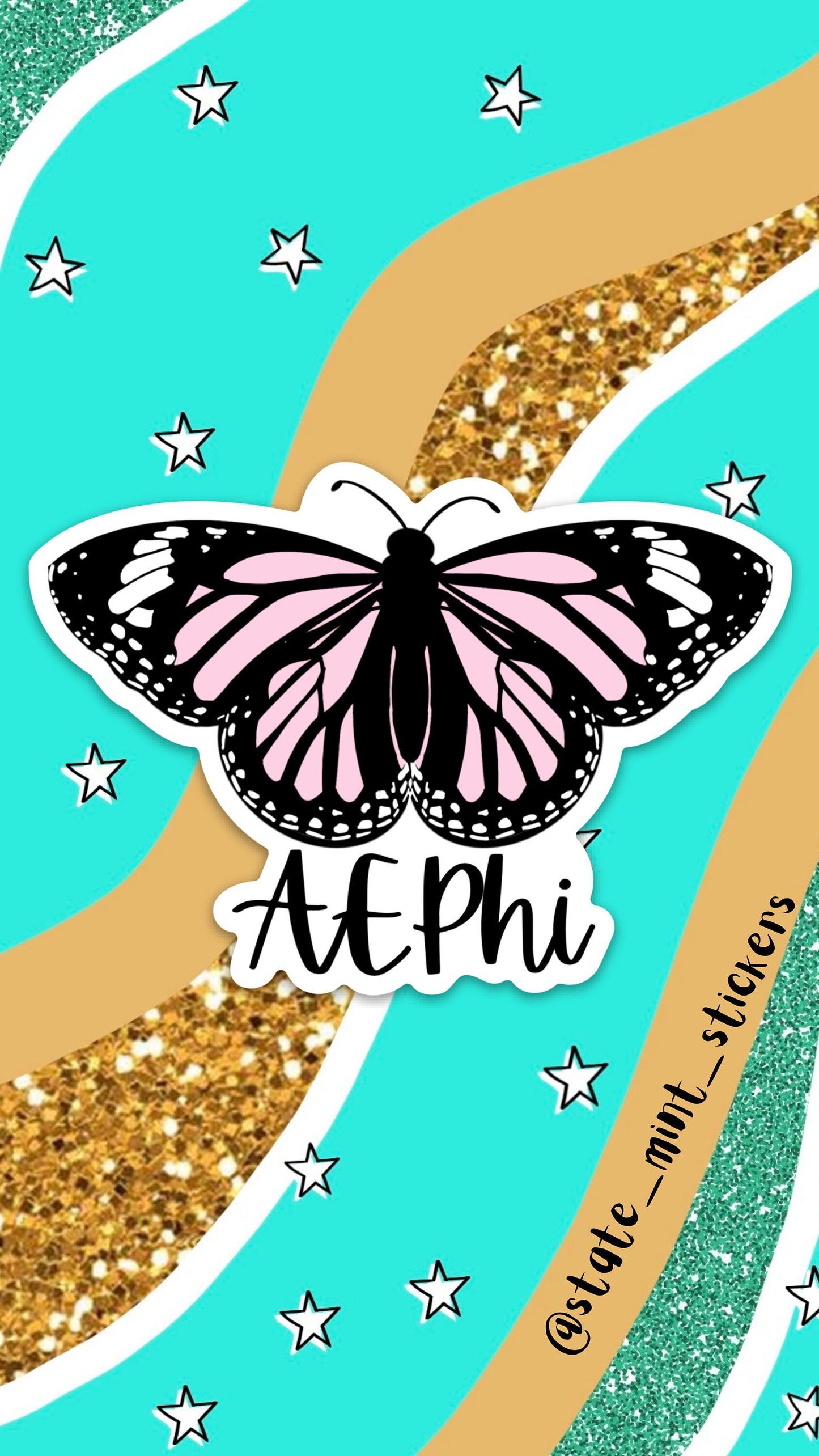 Alpha Epsilon Phi AEPhi Pink Butterfly Sorority Sticker / Decal  | 3.5" Wide, big little, bid day, laptop sticker, sorority gift, pack