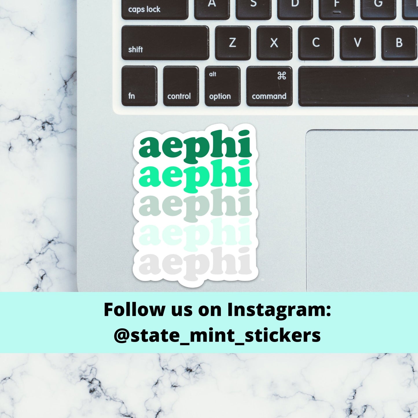 Alpha Epsilon Phi AEPhi Green Gradient Greek Sorority Sticker / Decal  | 4" tall, big little, bid day, laptop sticker, sorority gift, pack