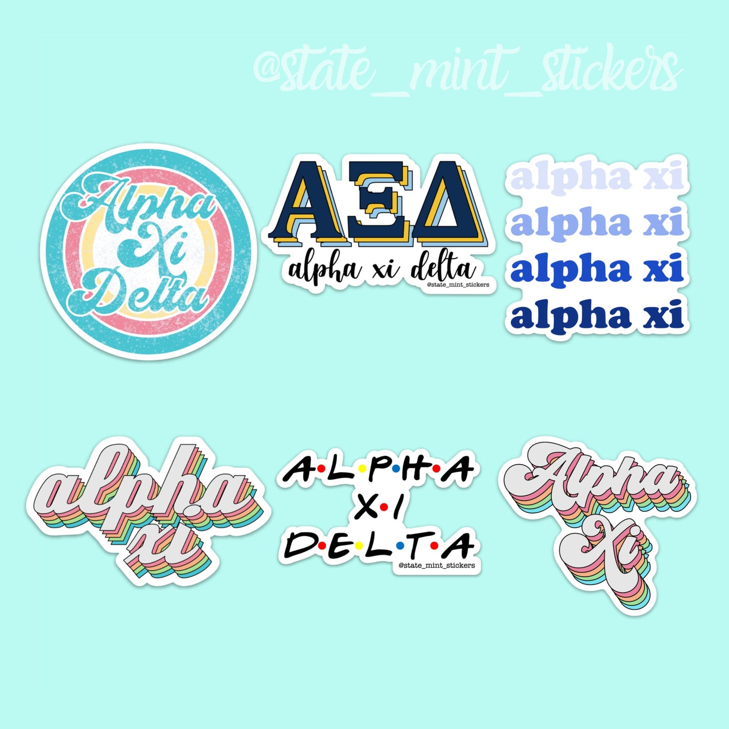 Alpha Xi Delta Sorority Sticker Pack | perfect for bid day, big little, custom order, alpha xi laptop sticker, axd big little, alpha xi, axd
