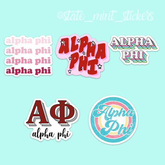 Alpha Phi Sorority Sticker Pack | perfect for bid day, big little, custom order, alpha phi laptop sticker, alpha phi bid day, big little