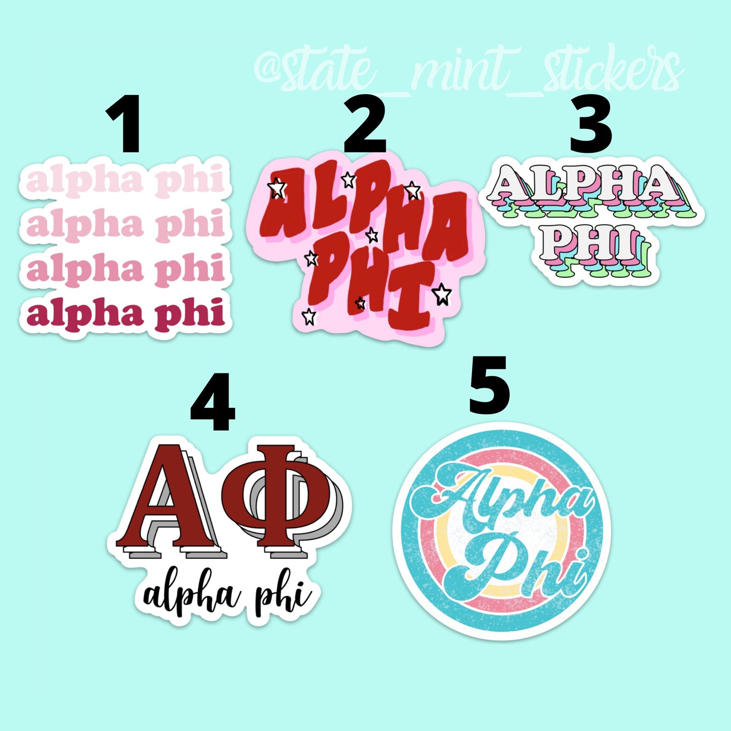 Alpha Phi Sorority Sticker Pack | perfect for bid day, big little, custom order, alpha phi laptop sticker, alpha phi bid day, big little