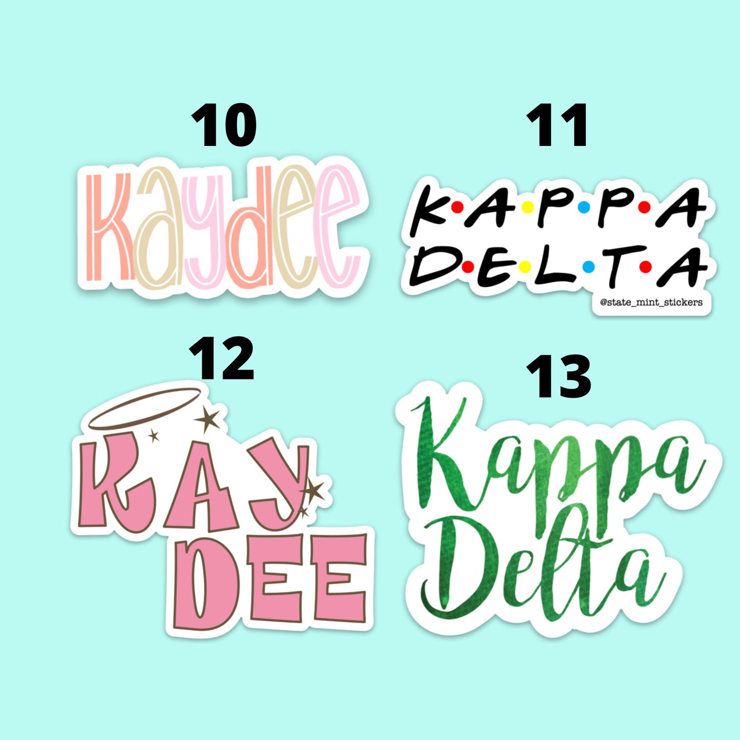 Kappa Delta Sorority Sticker Pack | perfect for bid day, big little, custom order, kappa delta laptop sticker, kaydee sticker pack