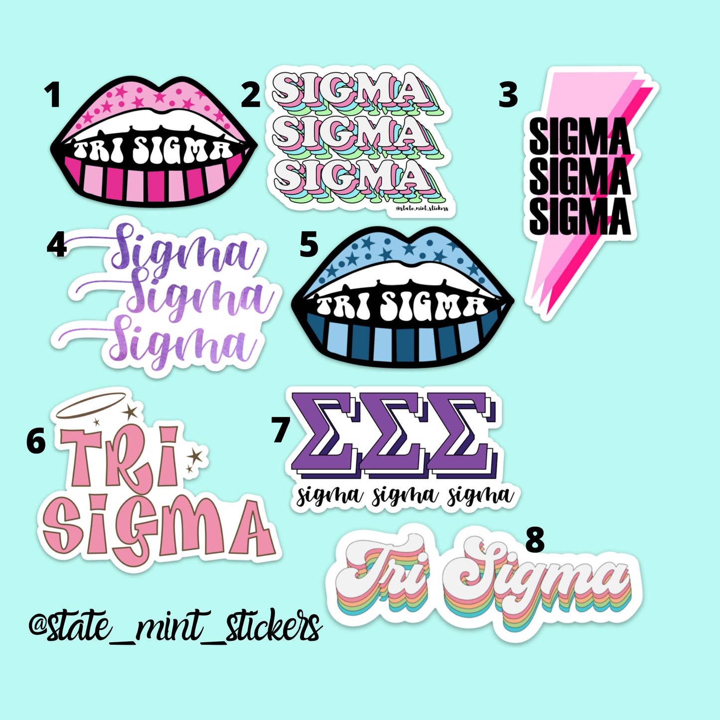 Sigma Sigma Sigma Tri Sigma Sorority Sticker Pack | Perfect Big / Little Gift, create your own sticker pack, laptop stickers, car decals