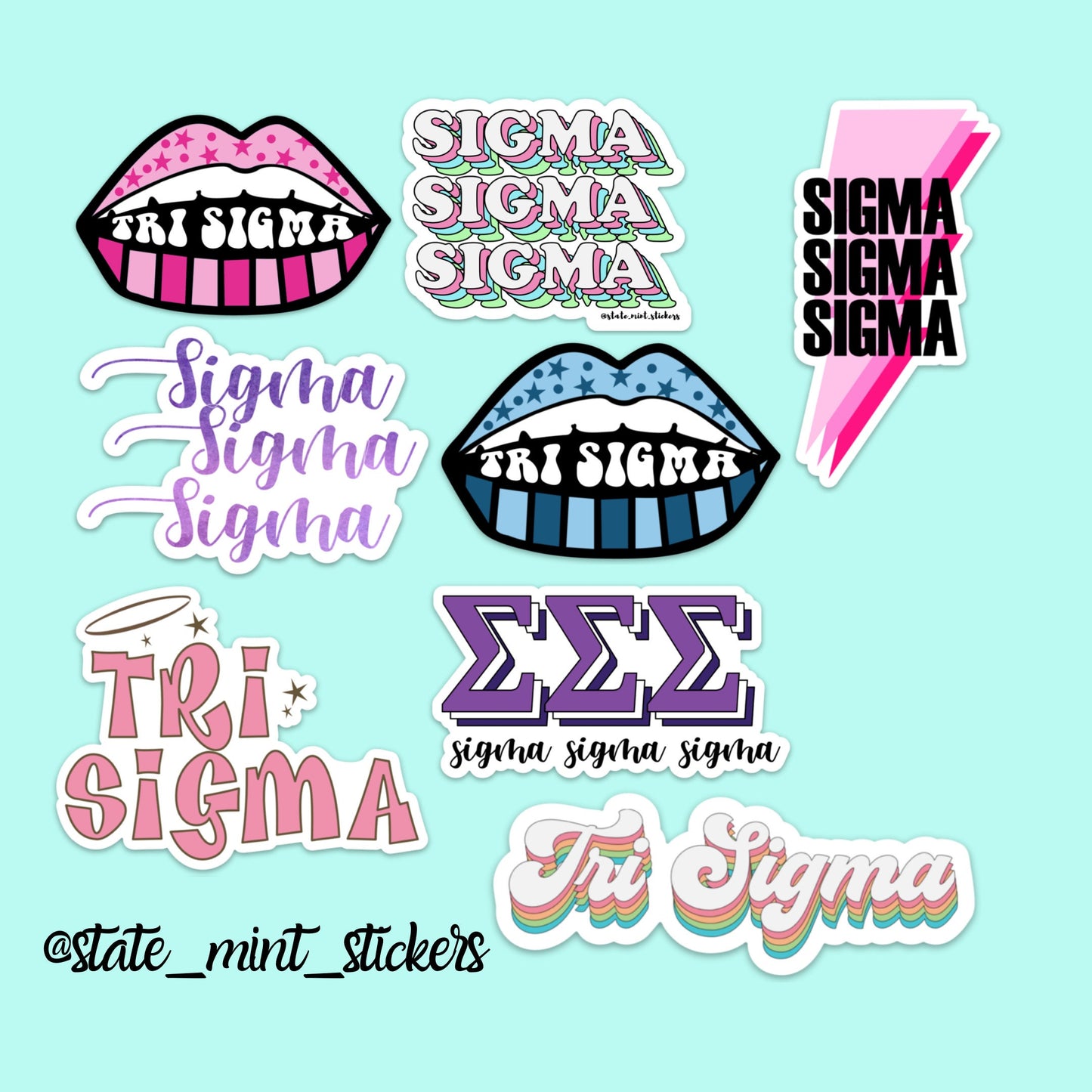 Sigma Sigma Sigma Tri Sigma Sorority Sticker Pack | Perfect Big / Little Gift, create your own sticker pack, laptop stickers, car decals