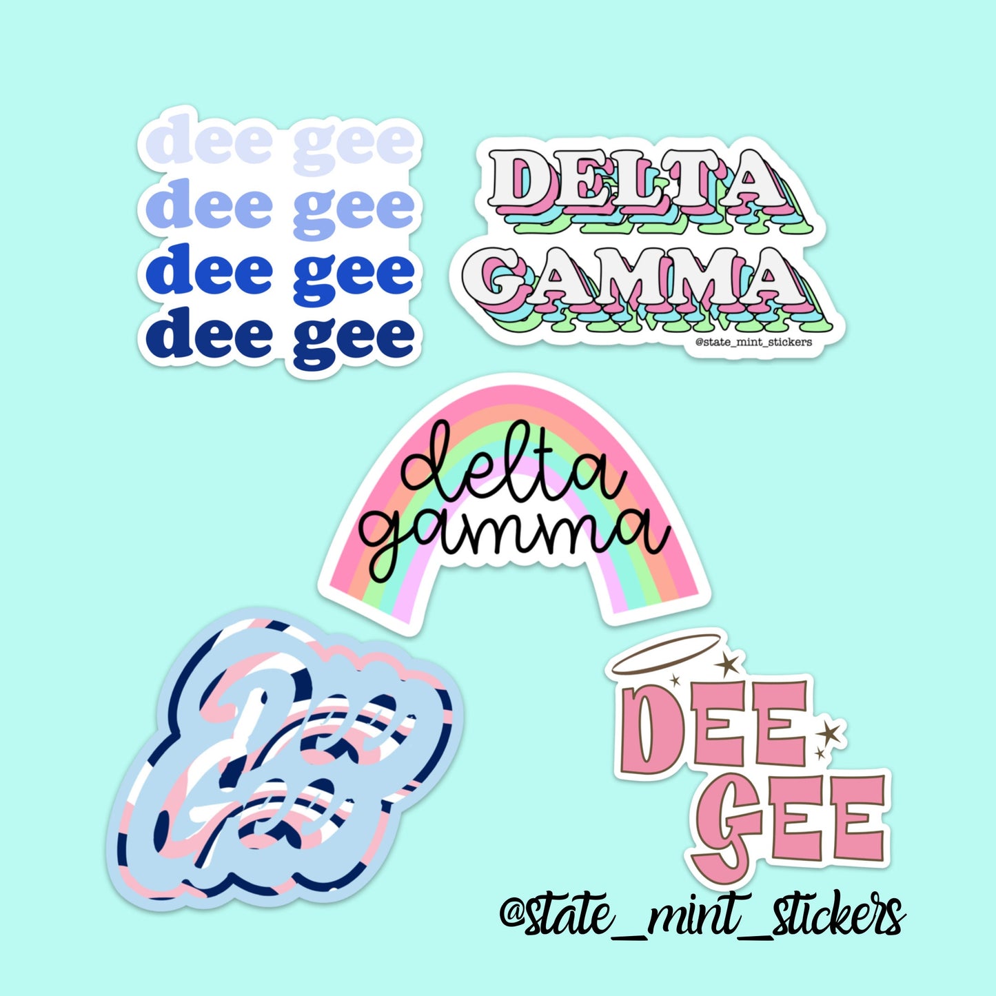 Delta Gamma DeeGee Dee Gee DG Sorority Sticker Pack | Perfect Big / Little Gift, create your own sticker pack, laptop stickers, car decals