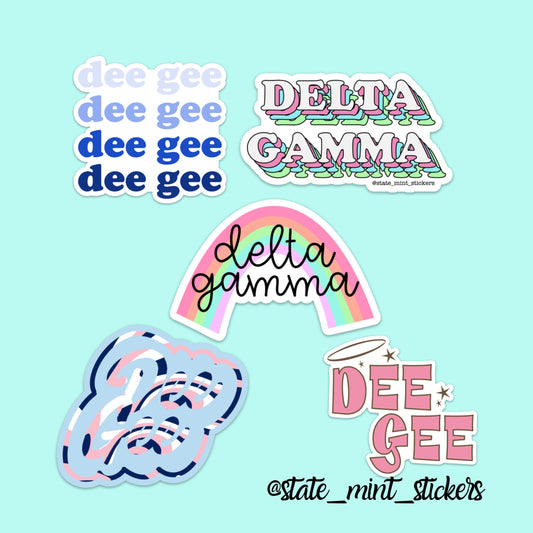 Delta Gamma DeeGee Dee Gee DG Sorority Sticker Pack | Perfect Big / Little Gift, create your own sticker pack, laptop stickers, car decals
