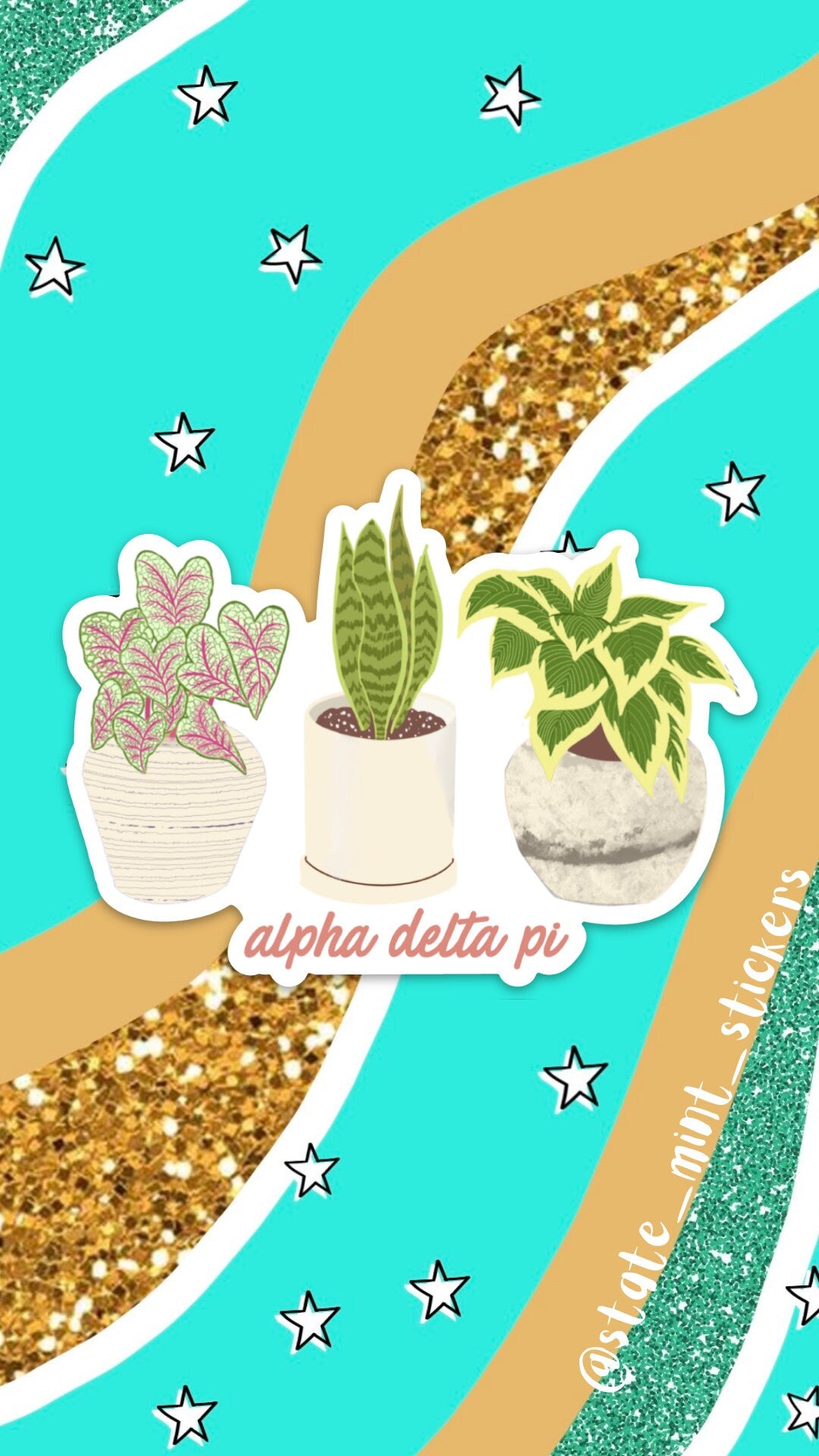 Alpha Delta Pi House Plants Plant Mom Sorority Sticker | 4" Wide | for car, laptop, water bottle, phone, case, cooler, big little, bid day