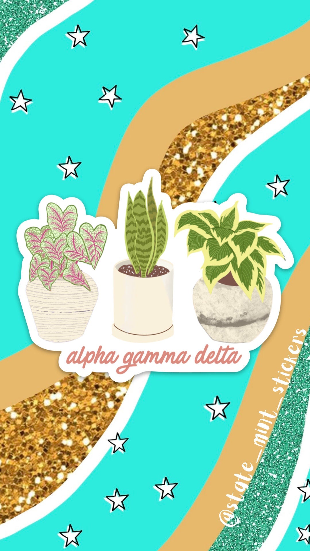 Alpha Gamma Delta Sorority House Plants Plant Mom Sticker  | 4" for car, laptop, water bottle, phone, case, cooler, big little, bid day