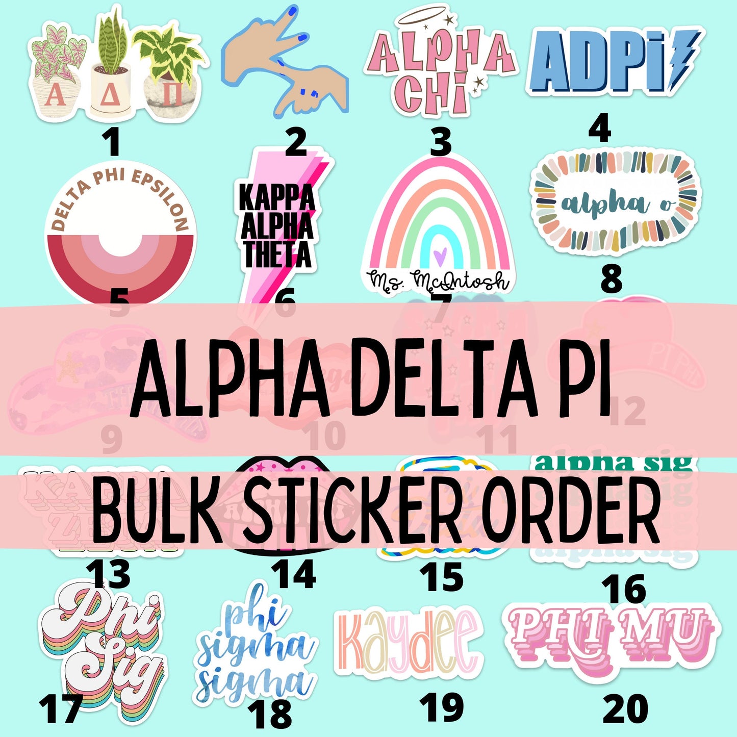 Alpha Delta Pi Sorority Stickers Bulk Order | PERFECT for BID DAY! Group / Bulk / Chapter Wide Sticker Order